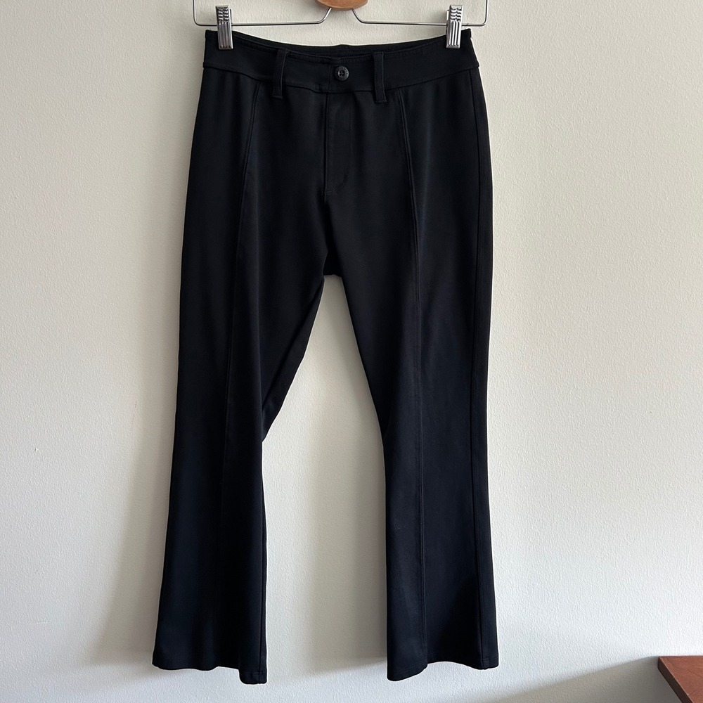 American Giant Kick Flare Pant Black Size 6 Front Seam Ponte Knit Pants USA
